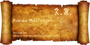 Karda Márton névjegykártya